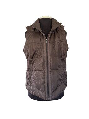 Land’s End Vest Women’s M Brown Down Feather Puffer Jacket Coat Utility Casual